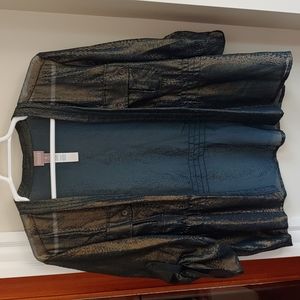 Chico's teal and gold sheer blouse jacket size 3 16